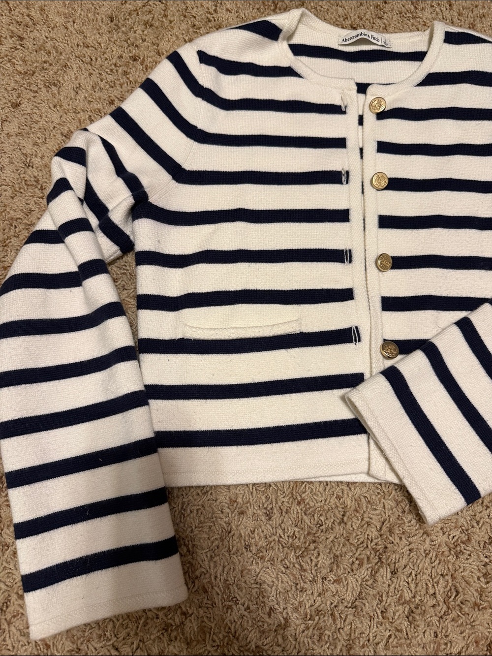 Abercrombie & Fitch Navy and White Striped Cardigan - Picture 3 of 3